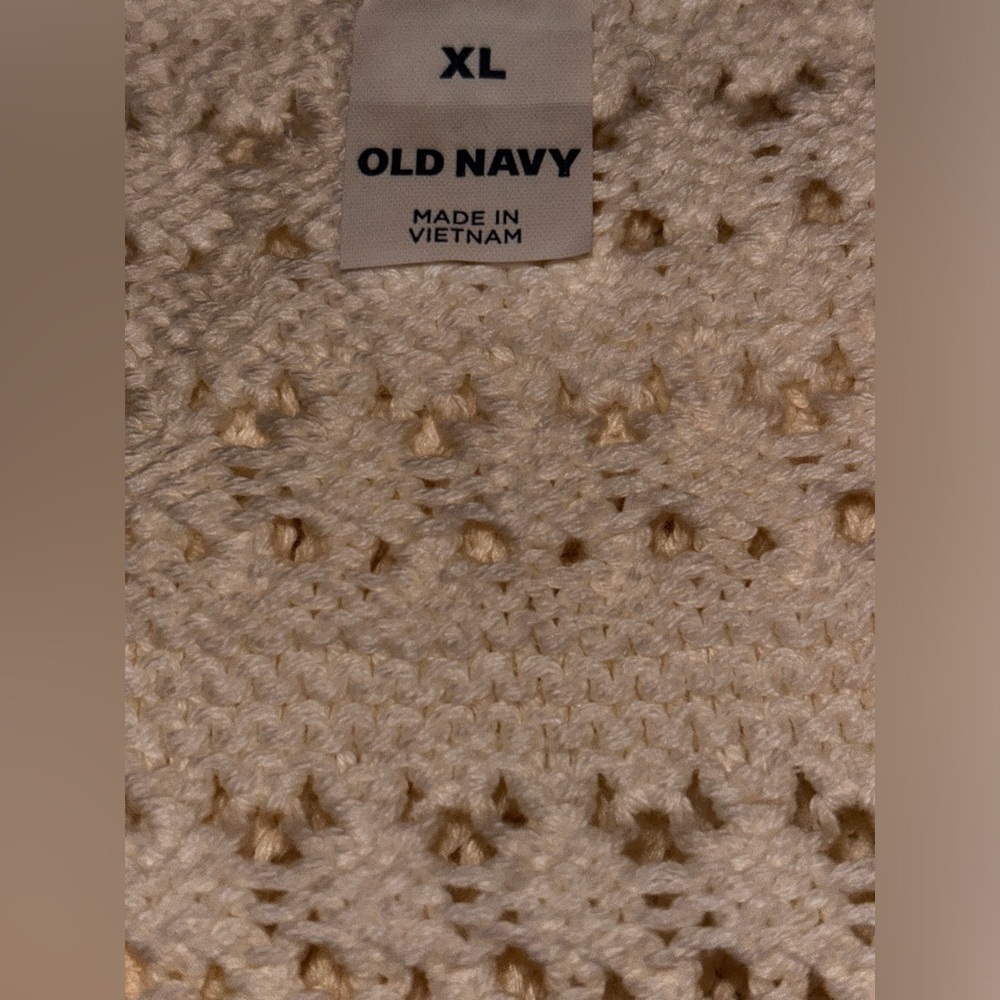 Old Navy Crochet Open Knit White Bodycon Dress Women‎ XL Swim Cover Up Midi - Picture 3 of 8